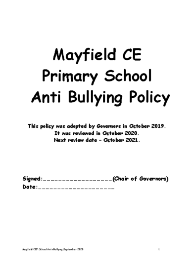 Anti Bullying Policy